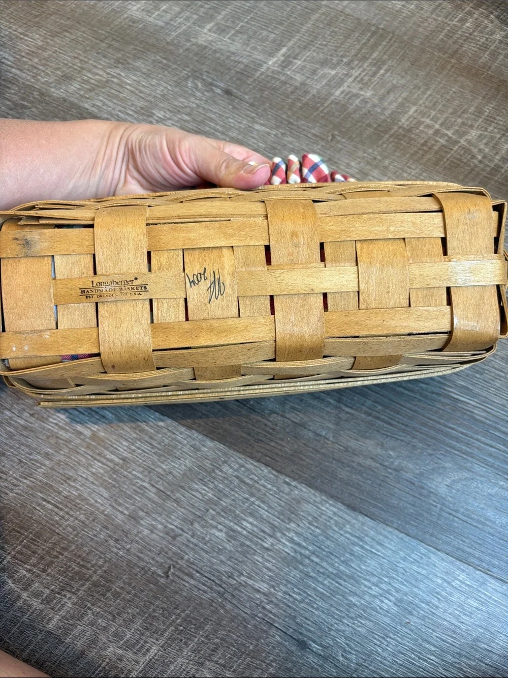 Longaberger Rectangular Basket 2004 Plaid Insert & Protector 11.5”